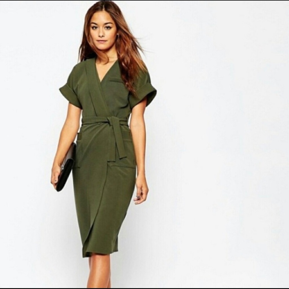 ASOS Olive Green Wrap Dress